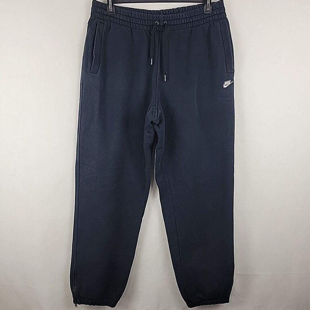 Nike Fleece Joggers Mens XL Black Ankle Zip Sweatpants Gray Tag Heavyweight